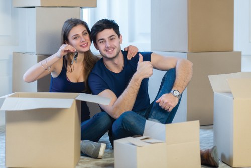 Professional packing boxes and moving supplies prepared for a Holland Park home move