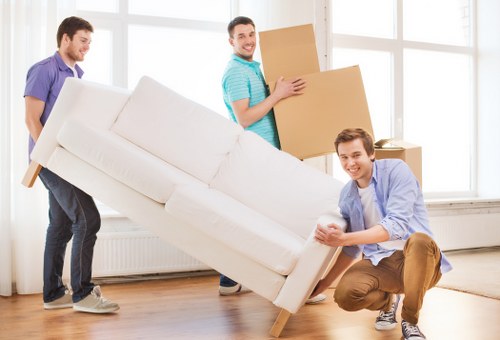 Packed moving boxes prepared for house removals in Hollandpark