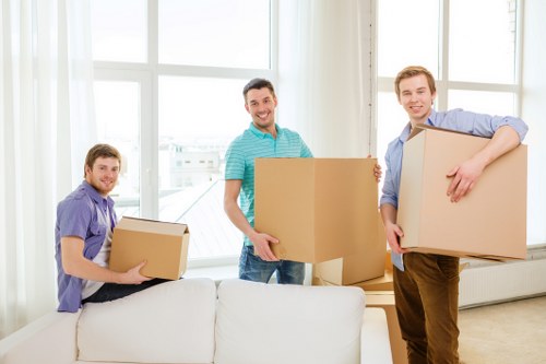 Packed moving boxes prepared for removals in Holland Park